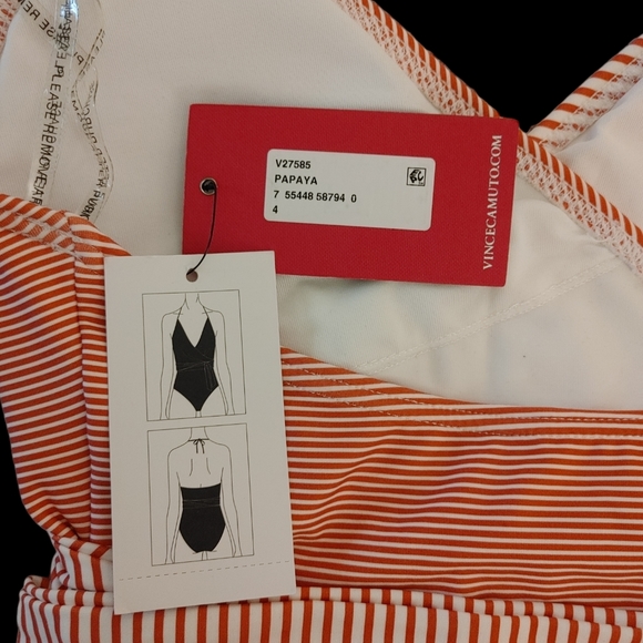 NWT Vince Camuto V-Neck Wrap Tie One Piece Swimsuit - Sailor Stripe V27585 - Picture 11 of 11